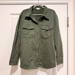 Good American Hunter Green Heavyweight Fleece Shacket Size 3/4 Fits L/XL